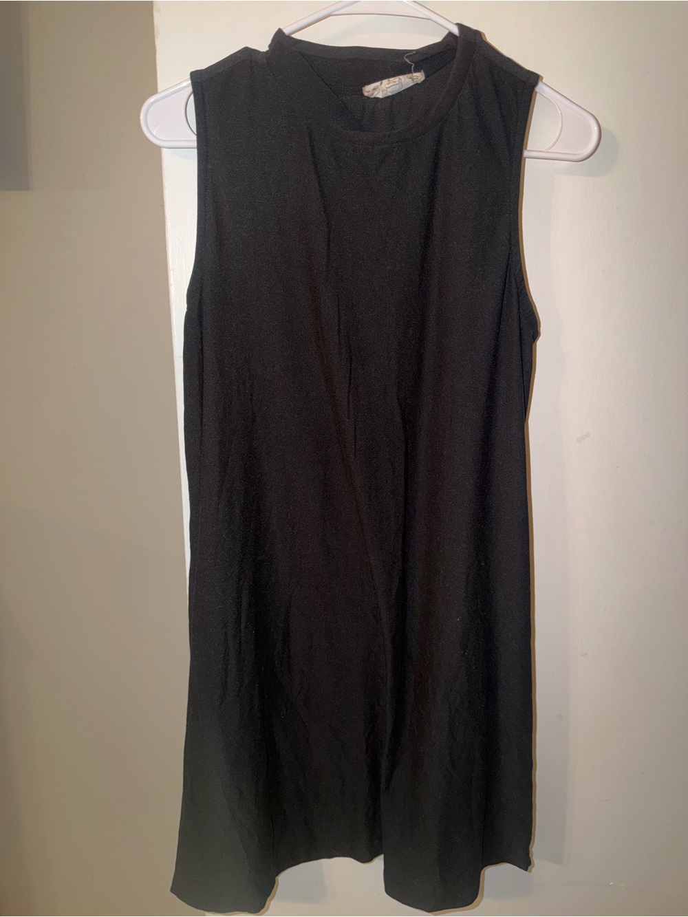 Pink Rose Black Sleeveless Tank Dress